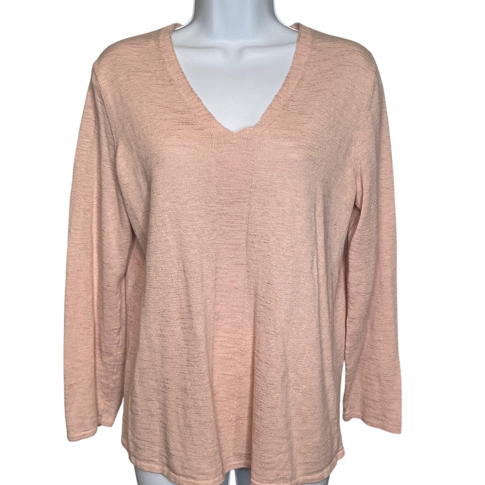J Jill Womens Pink Lightweight Knit Sweater Sz M Coastal Nantucket Preppy Cotton